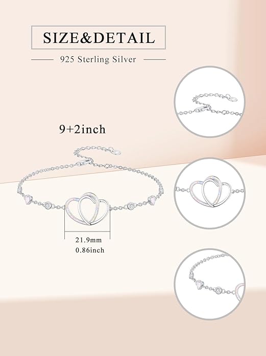 WINNICACA 925 Sterling Silver Anklets for Women Adjustable Beaded Butterfly Opal Anklet Bracelet Foot Chains Jewelry Gifts for Women Beach Birthday Christmas Gift