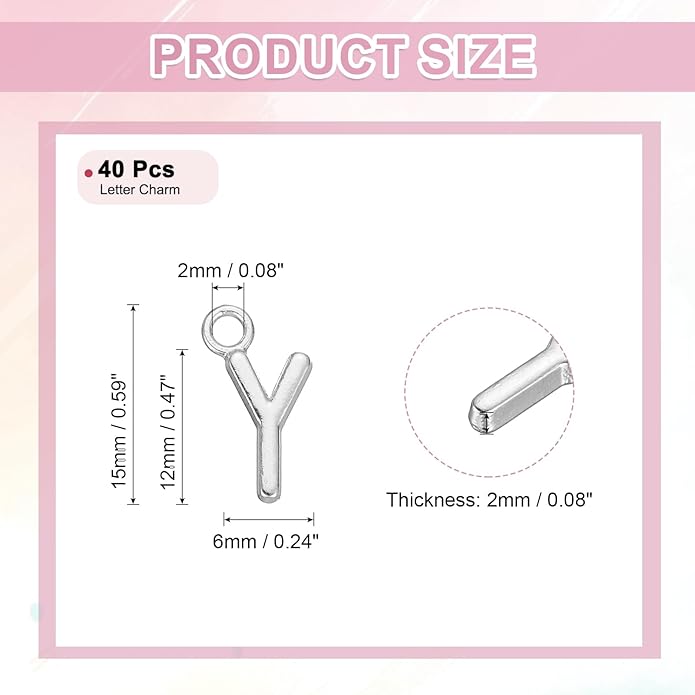 uxcell Letter Charm, Alloy Letter Initial Alphabet Charm for DIY Crafts Jewelry Making Bracelet Earrings Necklace