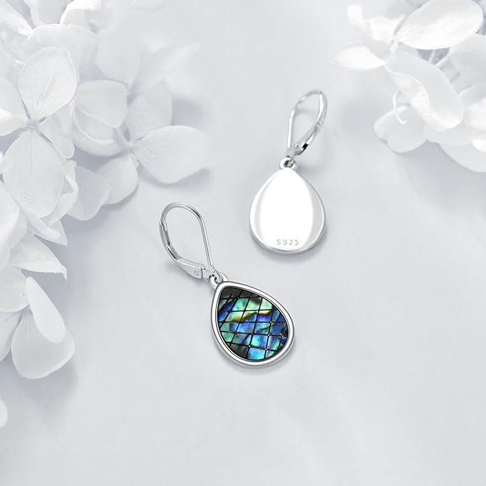 Abalone Shell Dangle Drop Earrings for Women 925 Sterling Silver Filigree Bohemian Earrings Jewelry Gift