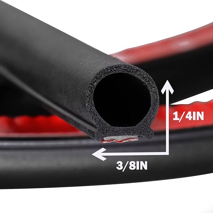 D-Shape Weather Stripping 3/8"×1/4" Heavy Duty Seal Strip 16FT | D-Shape Rubber - Image 2