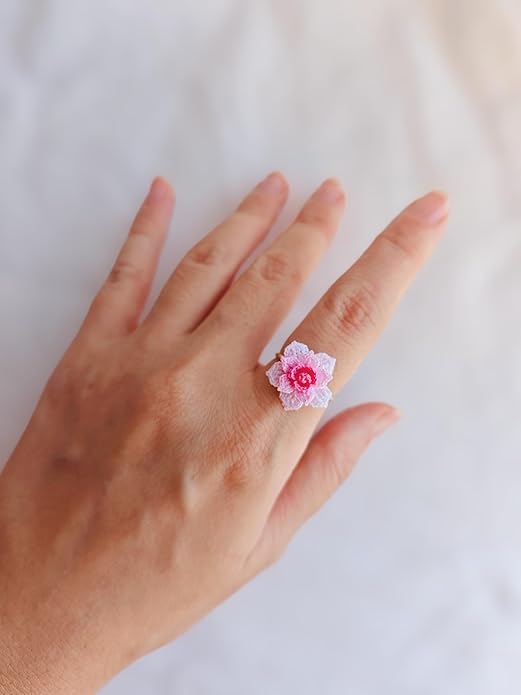 Wedding Band Promise Ring for Her Crochet Statement Cute Ring Size Adjustable Sturdy Unique Ring for Birthday Gift Valentine’s Day Gift
