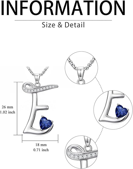 Valentines Day Gifts for Women Alphabet A to Z Initial Birthstone Pendant Necklaces for Women - 18k White Gold Plated Personalized Name Jewelry Valentine Mothers Day Birthday Gifts for Women Her Girlfriend