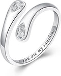 Fookduoduo 925 Sterling Silver Ring Inspirational Jewelry adjustable Wrap Open Rings for Women