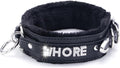 Sparkle Letter Choker Collar For Women, Furry O-ring Leather Collar Punk Gothic Choker Necklace Adjustable Fashion Jewelry, Black