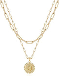 Yoosteel Valentines Gifts for Women Her - Gold Layered Initial Necklaces for Women 14K Gold Plated Dainty Layering Paperclip Link Chain Necklace Coin Initial Necklace Birthday Gifts for Teen Girls