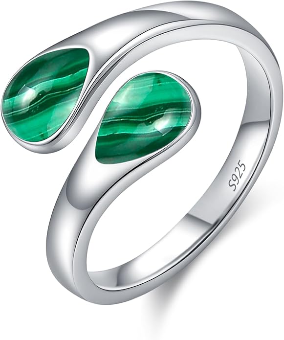 Rings for Women S925 Sterling Silver Moss Agate/Turquoise/Moonstone/Malachite Jewelry Rings Gift for Valentine Day