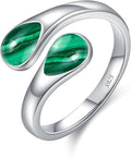 Rings for Women S925 Sterling Silver Moss Agate/Turquoise/Moonstone/Malachite Jewelry Rings Gift for Valentine Day
