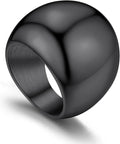 GOLDCHIC JEWELRY Chunky Dome Ring for Women, Stainless Steel Bold Stacking Croissant Statement Ring For Men (Size 7-12, Custom)