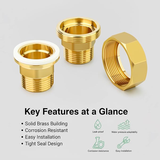 1PCS Brass Union，1" NPT Male x 1" NPT Male Brass Pipe Fitting - Image 6