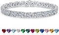 Birthstone Tennis Bracelets for Women, 925 Sterling Silver Heart Shaped Celtic Trinity Knot, 7 Inch Charm Trendy Hypoallergenic Anniversary Birthday Gifts for Her