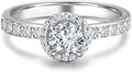 AGVANA Halo of Devotion 0.6-1.3 Ct. Tw. Lab Grown Diamond Halo Engagement Ring in Sterling Silver (0.3-1 Carat Main Stone) Promise Anniversary Wedding Ring for Women (D-E Color, VS Clarity)