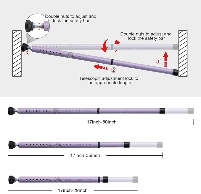 Sliding Door Security Bar, 17.7-50.5inch Heavy Duty Adjustable Sliding Patio - Image 4