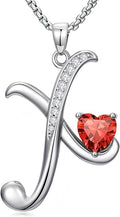 Valentines Day Gifts for Women Alphabet A to Z Initial Birthstone Pendant Necklaces for Women - 18k White Gold Plated Personalized Name Jewelry Valentine Mothers Day Birthday Gifts for Women Her Girlfriend