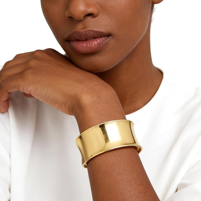 hotoo Chunky Wide Bangle Bracelets For Women Open Gold Bangle Statement Cuff Stainless Steel Stackable Bracelets Thick Jewelry For Christmas Birthday Trendy Gifts