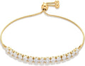 Amazon Essentials 14K Gold or Sterling Silver Plated Adjustable Cubic Zirconia Tennis Bracelet 9.5"