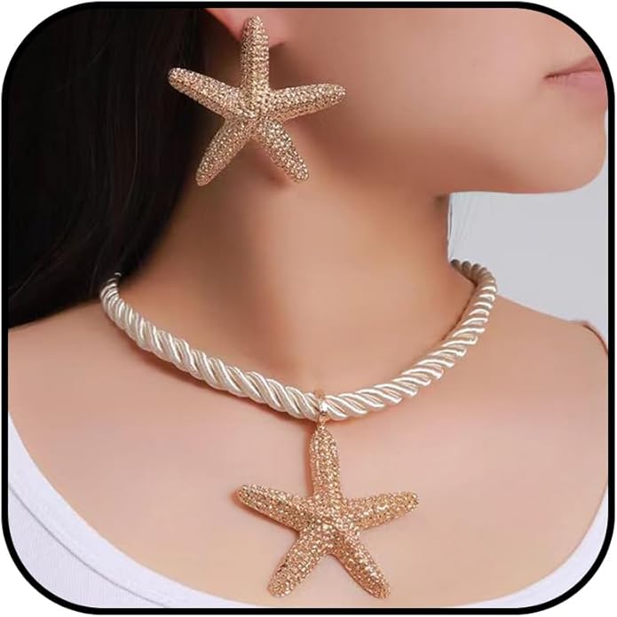 Gold Sea Shell Necklace Layered Charm Necklace for Women Boho Summer Seashell Beach Starfish Necklaces 14k Pearl Chain Surfer Jewelry Beach Vacation Essentials