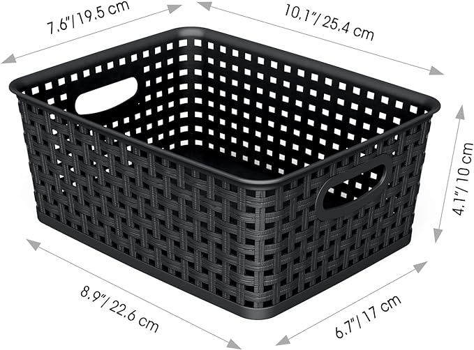 WYT 12-Pack Plastic Small Shelf Storage Weave Baskets - Image 2