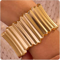 Statement Golden Matte Bracelet for women Minimalist Chunky Brushed Bangle Bracelet Vintage Thick Wide Cuff bracelet Gold Plated Open Cuff Geometric Bracelet