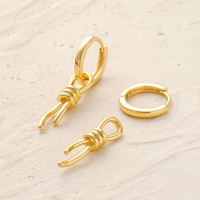 MYEARS Women Earrings Gold Huggie Hoop Dangle Drop 14K Gold Plated Small Simple Hypoallergenic Everyday Jewelry