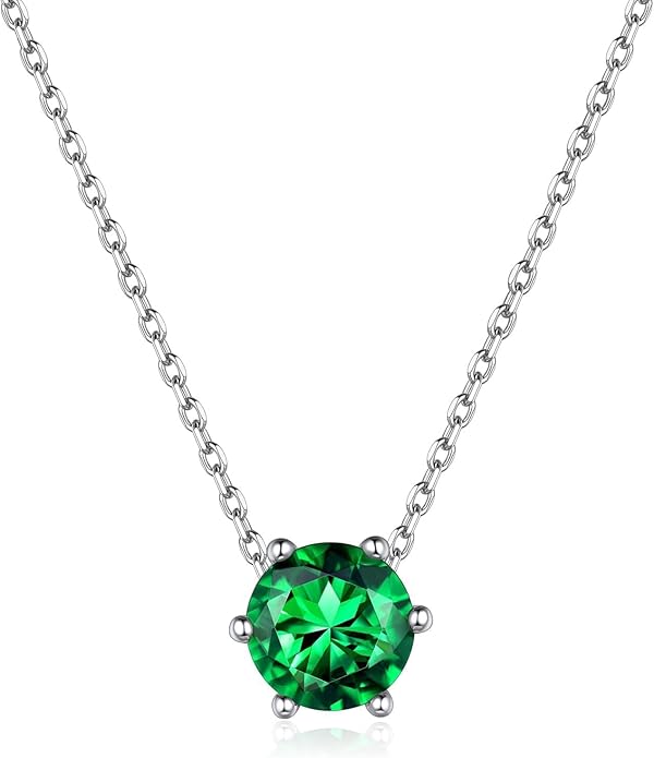 ChicSilver 925 Sterling Silver 12 Months Sparkling Round Cut Created Birthstone Pendant Necklace, 16 Inch Rolo Chain