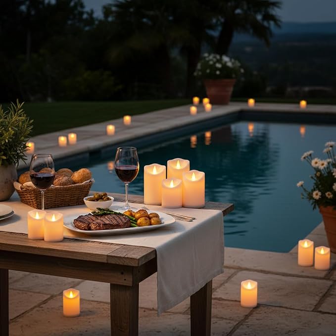 Flameless Candles 4" 5" 6" Outdoor Indoor Pillars Battery Operated Flickering - Image 5