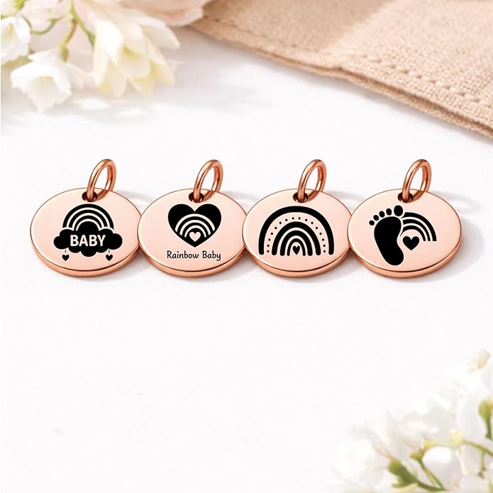 SM Design Pregnancy & New Baby Charm Set – Set of 4 Meaningful Stainless Steel Charms – Great for Crafting, Making Bracelets and Necklaces - Meaningful Keepsake Charms for Expecting & New Moms
