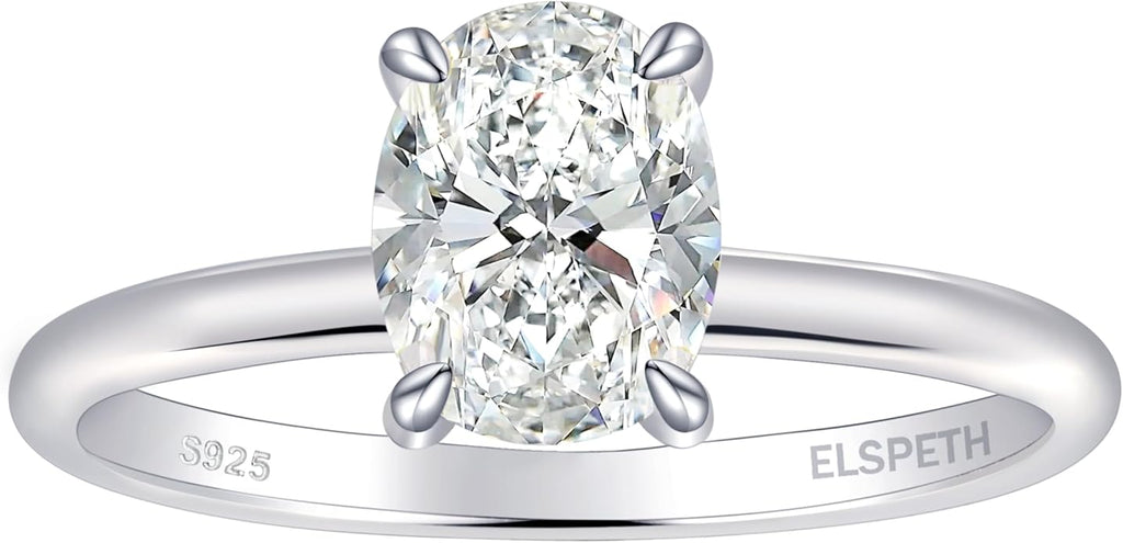 Elspeth 925 Sterling Silver Engagement Ring for Women Oval/Radiant/Pear/Princess/RoundCut Cubic Zirconia Promise Ring Size 4-10