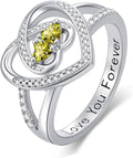 Valentine's Day Gifts for Women Birthstone Rings for Women Heart Statemet Engagement Eternity Wedding Promise Rings Jewelry Anniversary Christmas Valentine Mothers Day Birthday Gifts for Wife Her Girlfriend