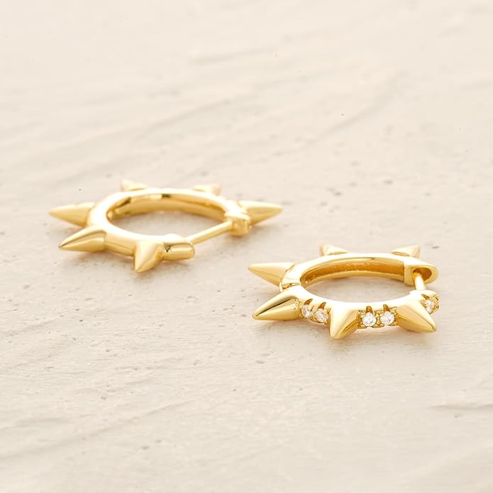 MYEARS Women Earrings Gold Huggie Hoop Ear Stud Cuff 14K Small Simple Hypoallergenic Everyday Jewelry