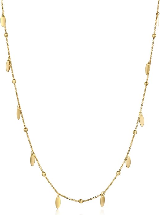 Dainty Layered Choker Necklace 18k gold Plated Y Pendant Commemorative coin Necklace Multilayer Bar Disc Necklace Adjustable Layering Choker Necklaces fashion jewelry for Women Girls