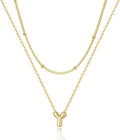 Valentines Day Gifts for Her - Bubble Letter Necklace Layered 14K Gold Plated Initial Necklaces for Women Dainty Cute Choker Pendant Stack Jewelry Fashion Accessories Teen Gift Trendy Stuff