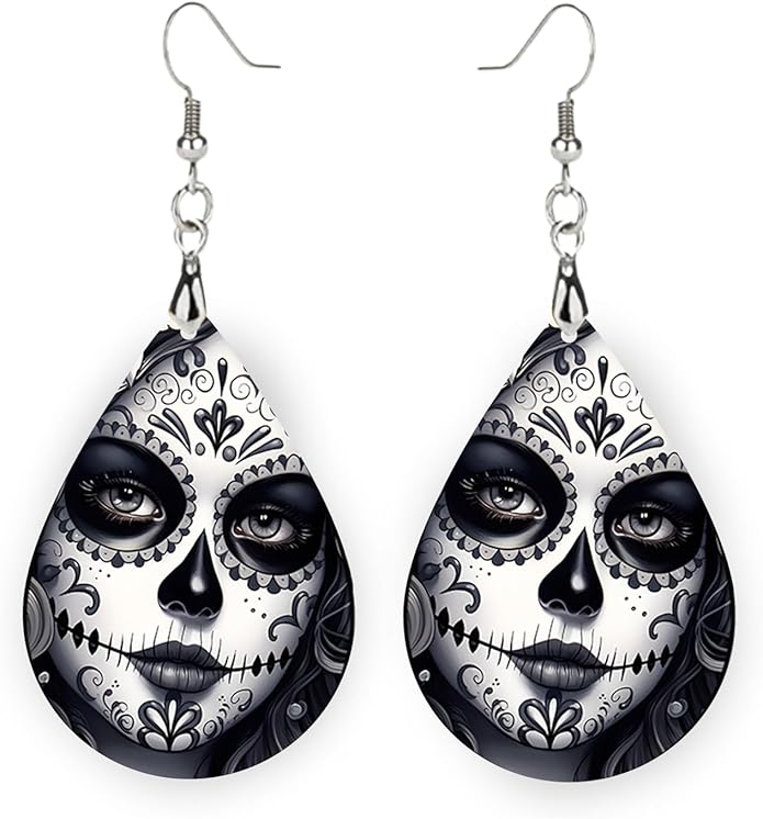 Teardrop Wood Earrings Light Weight Printed Image Dangle Jewelry, Fun and Funky Earrings