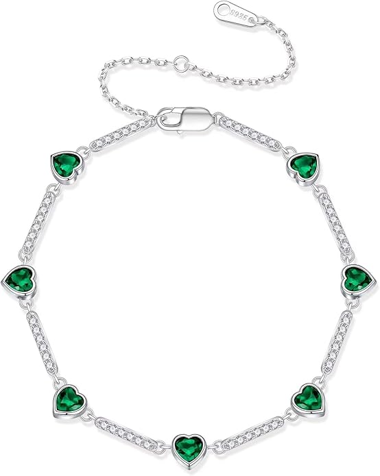 Iefil Valentines Day Gifts for Her - 925 Sterling Silver Heart Charm Link Bracelet, Anniversary Birthday Gifts for Women Wife Mom Girlfriend Daughter, 6"+2"