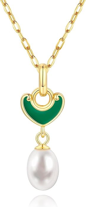 Pearl Necklace for Women with 14K Gold Plated S925 Silver & Butterfly Pendant Necklace, 17.7"+2" Chain Length, Gift for Birthday, Mothers Day, Christmas, Anniversary, Graduation