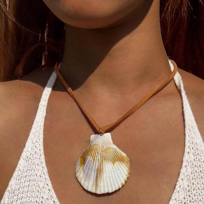 Large Starfish Shell Necklace for Women Bohemian Starfish Pendant Necklace Dainty Coastal Jewelry Summer Sea Vacation Necklaces Adjustable Shell Necklaces Summer Beach Surfer Jewelry Outfits Accessories