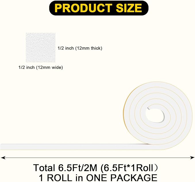 Square Foam Tape for Door & Large Gap, Strong Adhesive, 1/2x1/2in | Blocks - Image 2