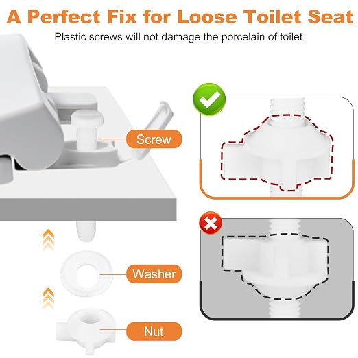 4 Pcs Toilet Seat Screws, Including Plastic Bolts, Nuts and Washers, Durable - Image 4