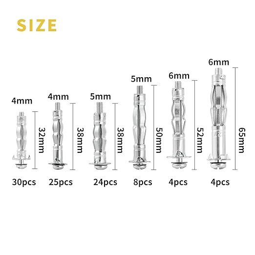 Hollow Wall Anchor Heavy Duty Zinc Plated Steel Bolt Hollow Drive Wall Anchor - Image 2