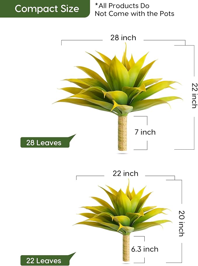 Velener Artificial Agave Plant Set, 28 Inch, Faux Aesthetic Plants - Image 2