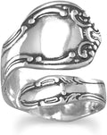 JewelryWeb - 925 Sterling Silver Oxidized Spoon Ring - Adjustable Sterling Silver Rings for Women - Boho Statement Jewelry - Handmade Wrap Ring
