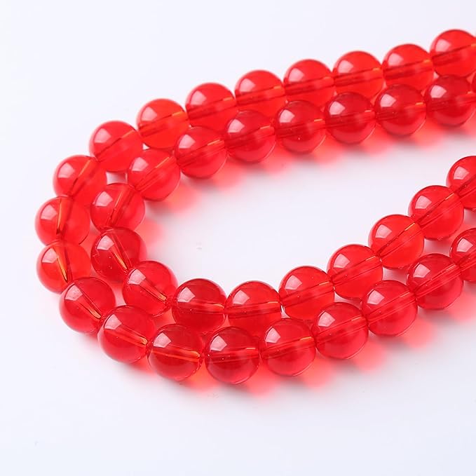 120PCS 6mm Garnet Red Glass Crystal Beads for Jewelry Making Crystal Energy Healing Power Stone Beads 2 Strand 32" DIY Bracelet Necklace Accessories
