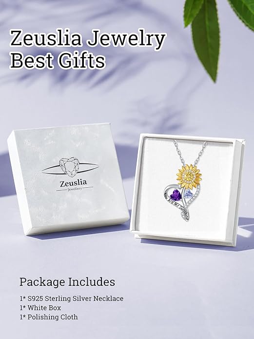 Valentine's Day Gifts for Wife 925 Sterling Silver Double Birthstone Pendant Necklaces I Love You for Always and Forever Necklace Anniversary Birthday Gifts for Wife Girlfriend Mom Her