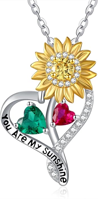 Valentine's Day Gifts for Wife 925 Sterling Silver Double Birthstone Pendant Necklaces I Love You for Always and Forever Necklace Anniversary Birthday Gifts for Wife Girlfriend Mom Her