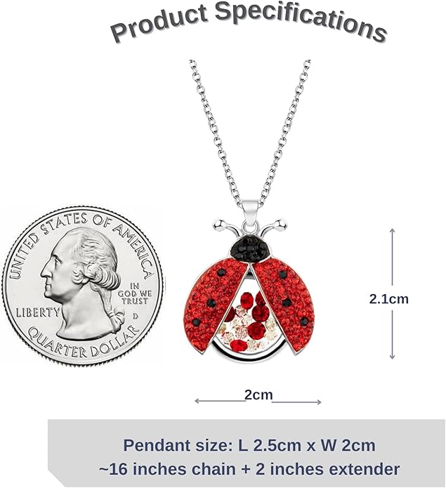 Superchic Ladybug Pendant Necklace Cute Cubic Zirconia with floating Crystals for Women Halloween Party Birthday Gifts