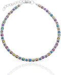 BESHEEK Rainbow Anklet Bracelet Hue Twisted Hematite and Round Artisan Beaded Anklet with Extension Handmade Hypoallergenic Beach Gala Wedding Style Jewelry