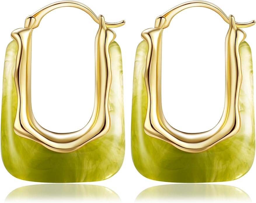 Acrylic Hoop Earrings Chunky Huggie Statement Vintage Earrings Cute Resin Drop Earring Trendy Jewelry Gifts for Women