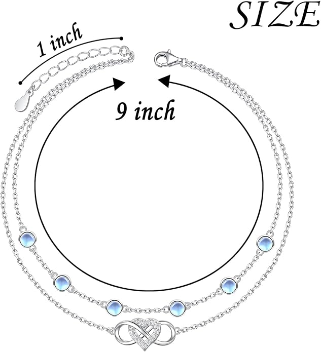 S925 Sterling Silver Ankle Bracelets Anchor/infinity/Starfish Anklet for Women Blue Opal Moonstone Anklet Foot Chain Beach Anklets Jewelry
