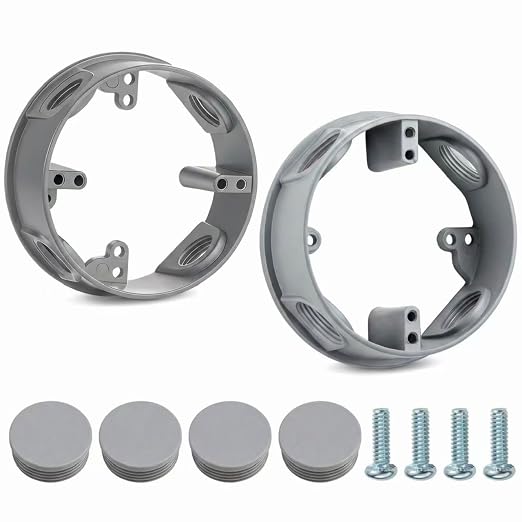 2 Pack 4" Round Electrical Box Extender, 1/2-Inch 4-Hole Weatherproof Junction by Jicoyin