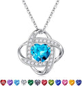 Iefil Valentines Gifts for Her Wife - 925 Sterling Silver Love Knot Birthstone Necklace, Anniversary Birthday Gifts for Women, Jewelry Gifts for Wife Mom Girlfriend