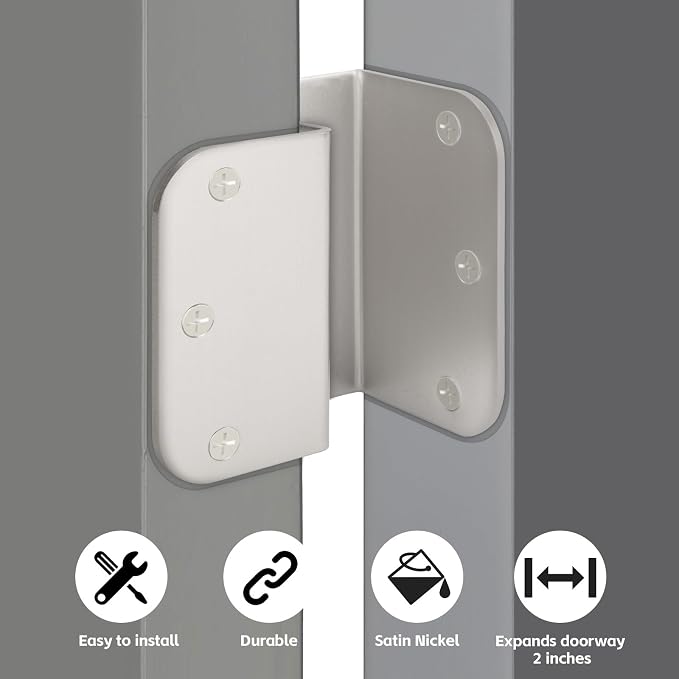 3 Pack Offset Hinges 3.5 Inch Satin Nickel Swing Clear Offset Door Hinge - Image 3
